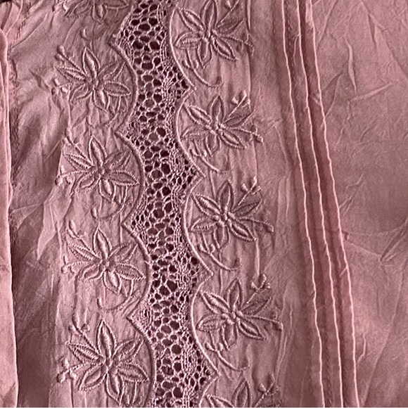 J Jill Silky Embroidered Lace Bohemian Peplum Top Blouse - Picture 6 of 13